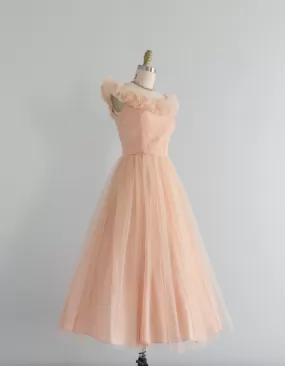 1950's Shell Tulle Ballet Length Party Dress / Small