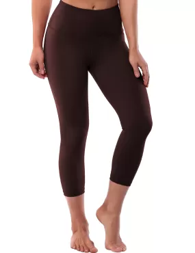 19" High Waist Crop Tight Capris mahoganymaroon