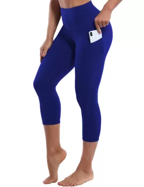 19" High Waist Side Pockets Capris navy