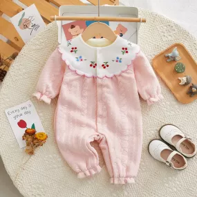 Baby Girls Flower Embroidered Jumpsuits Wholesale 231019224