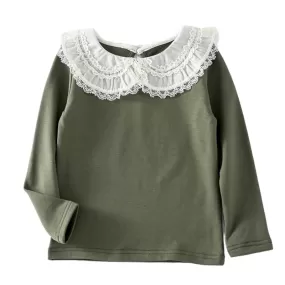 Baby Kid Girls Solid Color Lace Tops