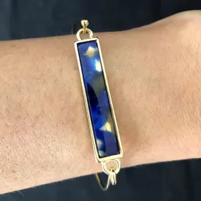 Blue Marbled Gold Bar Bracelet