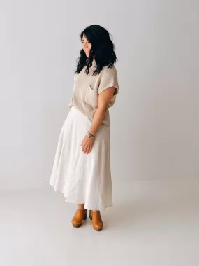 Breezy Linen Midi Skirt in Natural