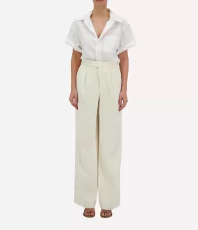 Cady Wide Leg Trouser in Cream