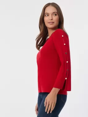 Crew Neck Peek-a-Boo Sleeve Tunic