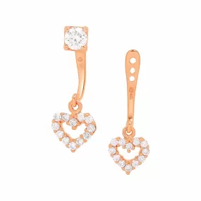 Diamond Heart Ear Jackets & Studs