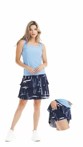 Gitane Ruffle Skort in Navy Print