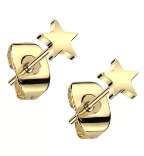 Gold PVD Star Titanium Stud Earrings