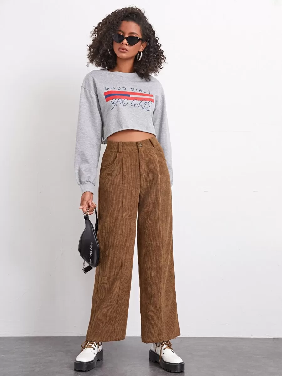 High-waisted Wide-leg Cords