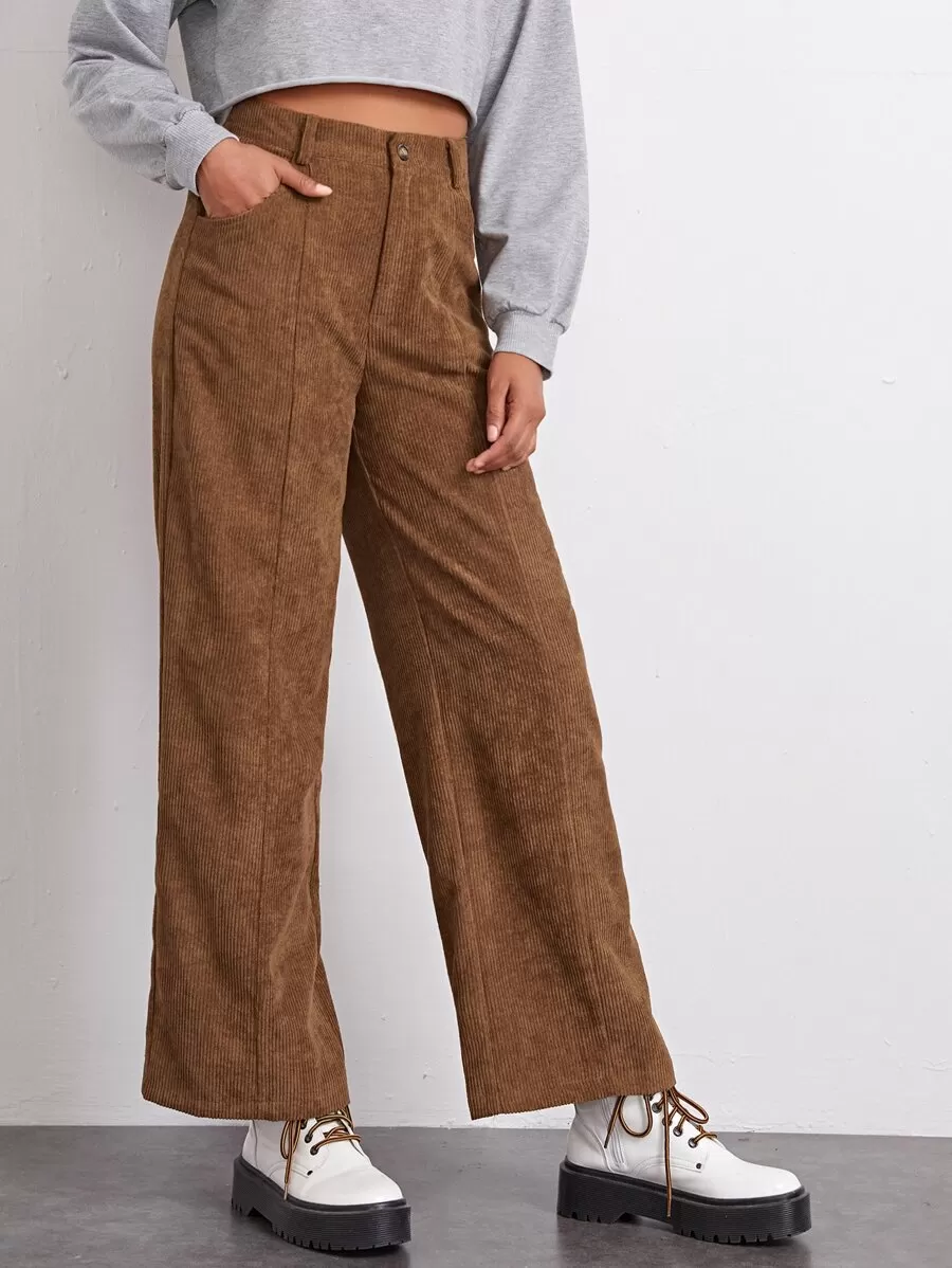 High-waisted Wide-leg Cords