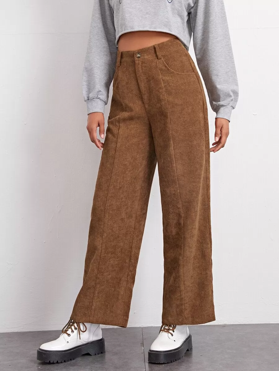 High-waisted Wide-leg Cords