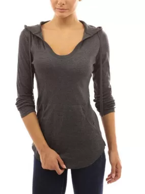 Hooded Irregular Hems Tops