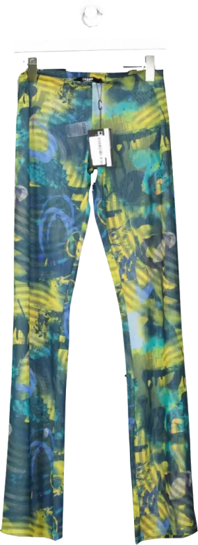 Jaded London Multicoloured Abstract Burn Print Mesh Bootcut Trousers BNWT UK 8