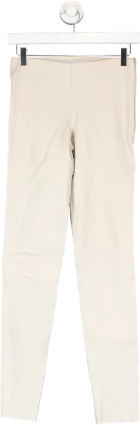 Karen Millen Cream Real Leather Stretch Leggings UK 6