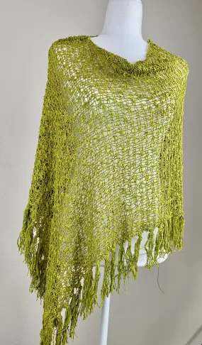 Kiwi Popcorn Poncho w/Fringe