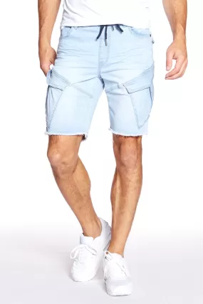 KRAVITZ - Mens Shorts With Bellowed Cargo pockets - Blue Bleach