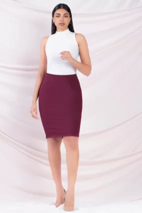 Maroon Knee Length Skirt