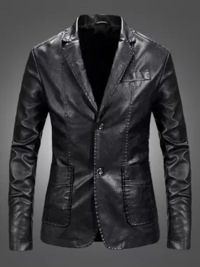 Men Blazer - Casual Leather Slim Fit Blazer