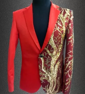 Men Blazer - Gold Sequin Blazer