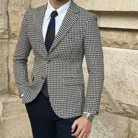 Men Blazer - Houndstooth Blazer