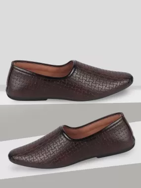 Men Brown Ethnic Slip-On Regular Styling Jutis & Mojaris