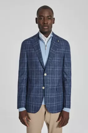 Midland Medium Blue Plaid Wool Blazer 1241406