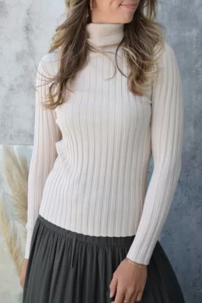 Phenomenal Cream Rib Knit Turtleneck