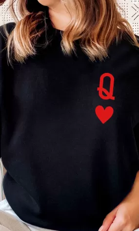 Queen of Hearts Sweatshirt in Black - FINAL SALE