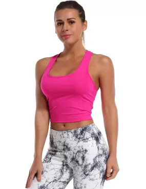 Racerback Athletic Crop Tank Tops magenta