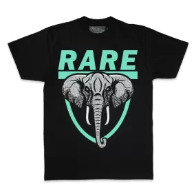 Rare Elephant - Green Glow on Black T-Shirt