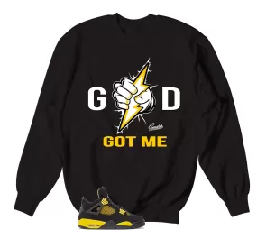 Retro 4 Yellow Thunder Sweater - God Got Me - Black