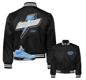 Retro 5 University Blue Satin Jacket - Greatness - Black