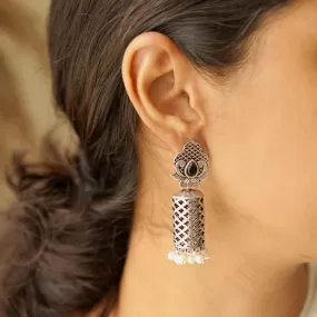 Teejh Akshara Silver Oxidised Earrings