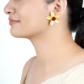 Teejh Teja Floral Red Stone Earrings