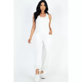 Terry Sleeveless Scoop Neck Jumpsuit