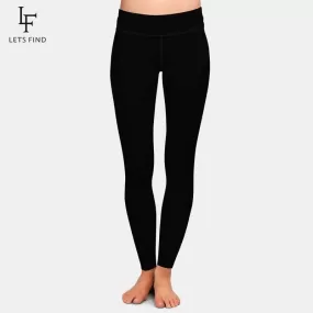 Women Plus Size Leggings Solid Black High Waist Comfortable Breathe Freely Fitness Stretch Leggings