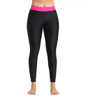 Women's Endurance Solid Contrast Leggings   - Black  &  Electric Pink