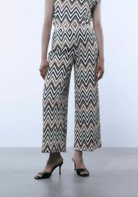 Zig-zag structured trousers - Yellow